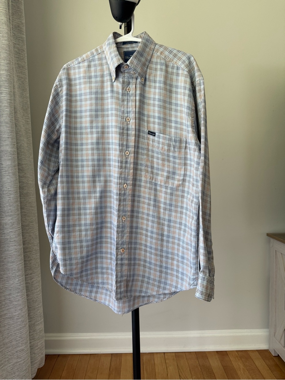 Faconnable Light Blue & Tan Plaid Button-Down Shirt